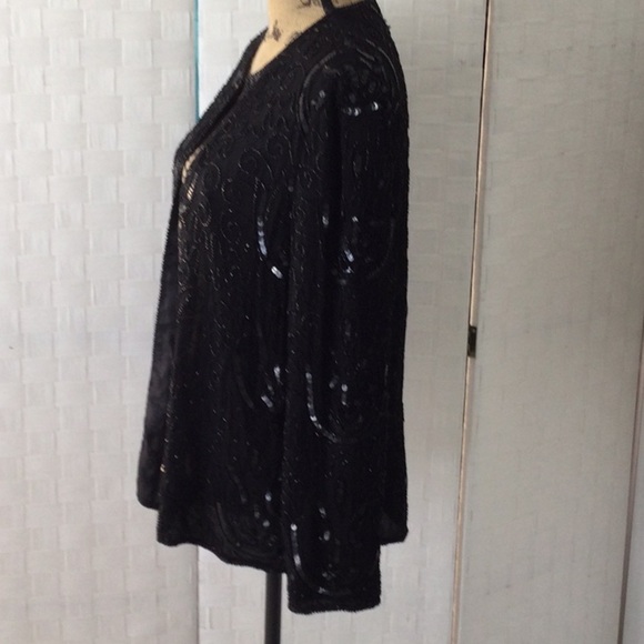 Woman’s Vintage J.M.C. Sequin Jacket size L open front hook and eye by neck #568 - Picture 2 of 8